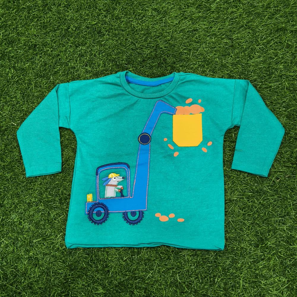 Aqua Blue Baby Boys Export Halfsleeve Tshirt Code 13 - Age Group: 6 To 36 Months