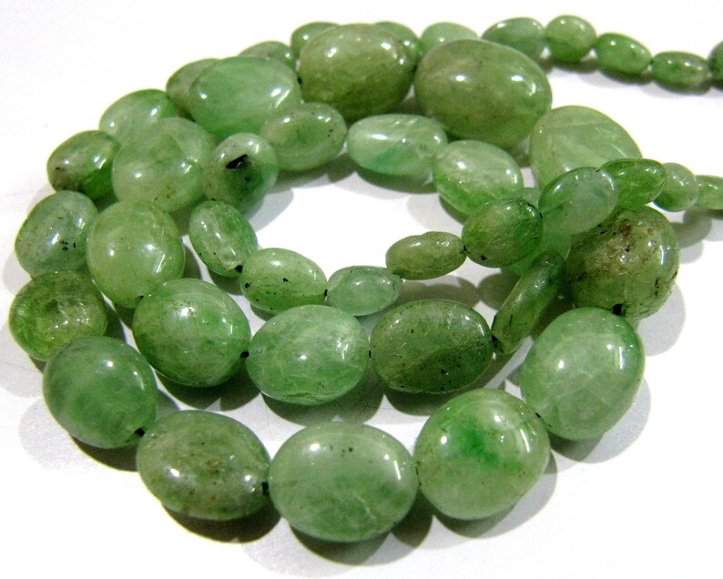 Natural Emerald Smooth Beads / Genuine Plain Oval Shape Emerald BeadsSize 5x7mm to 12x16mm Strand 8 inches long