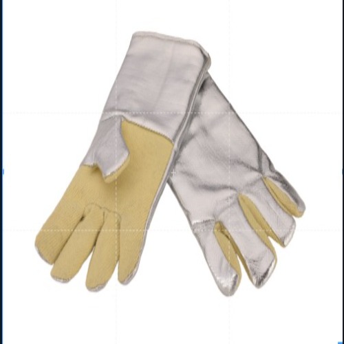 Aluminum Kevlar Hand Gloves - Color: Yellow And Silver