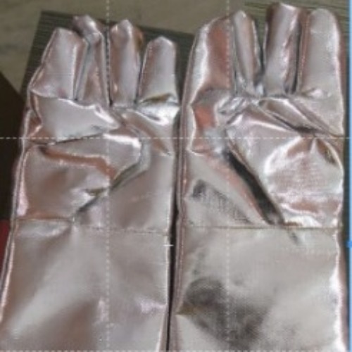 Aluminum Kevlar Hand Gloves - Color: Yellow And Silver