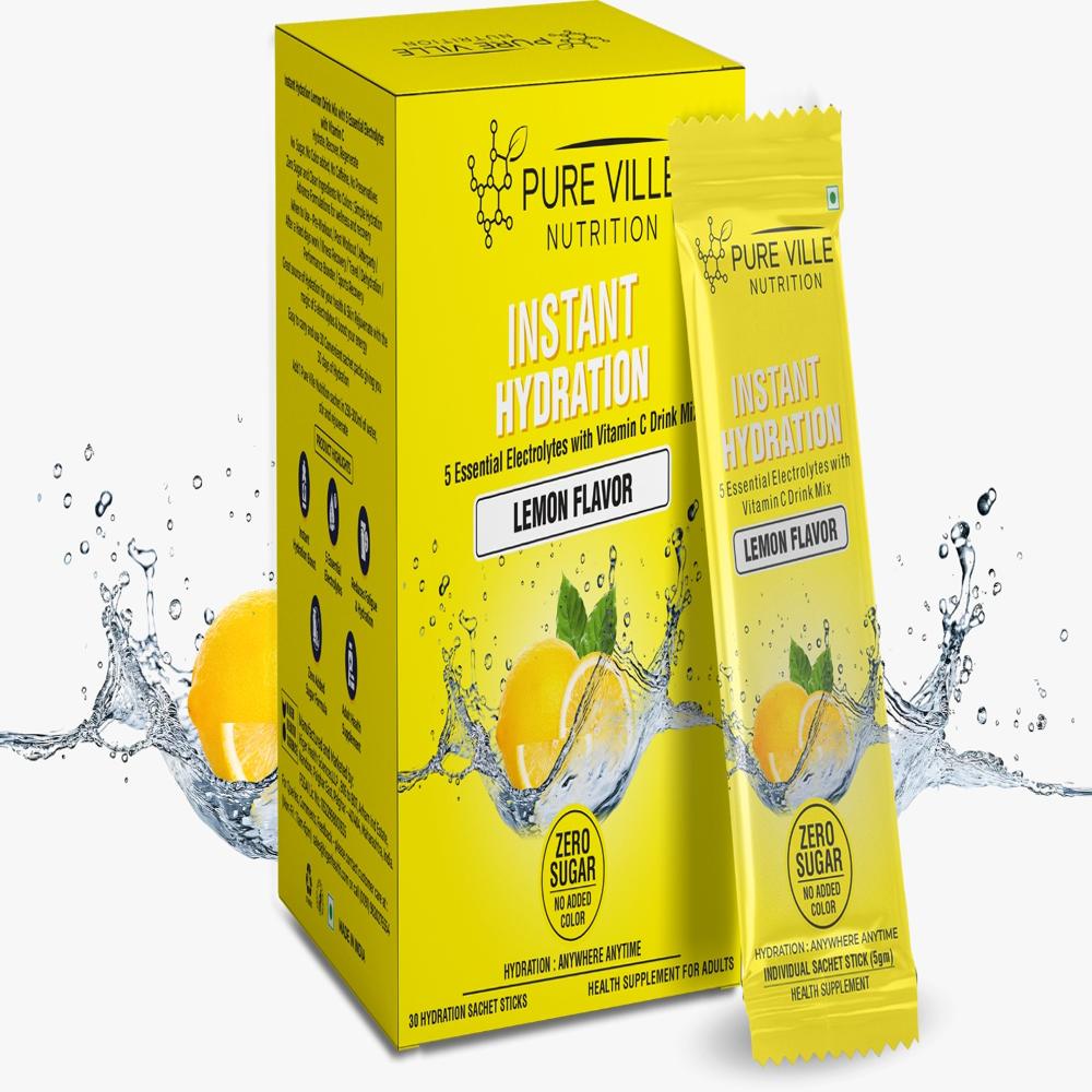 Zero Sugar Lemon Electrolyte Hydration Drink Sachets - Packaging: Box