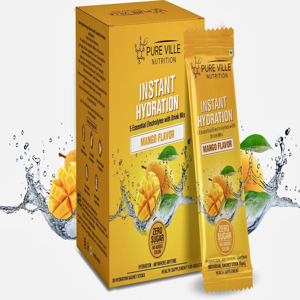Zero Sugar Mango Electrolyte Hydration Drink Premix Sachets