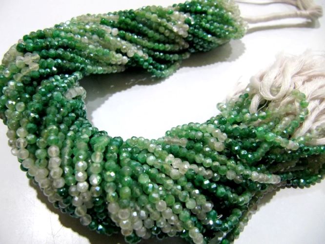 Natural Green Shaded Moonstone Silver AB Mystic Coated Rondelle Faceted Beads 3mm Strand 13 inch long