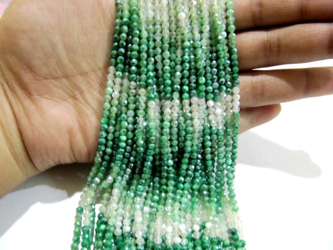 Natural Green Shaded Moonstone Silver AB Mystic Coated Rondelle Faceted Beads 3mm Strand 13 inch long