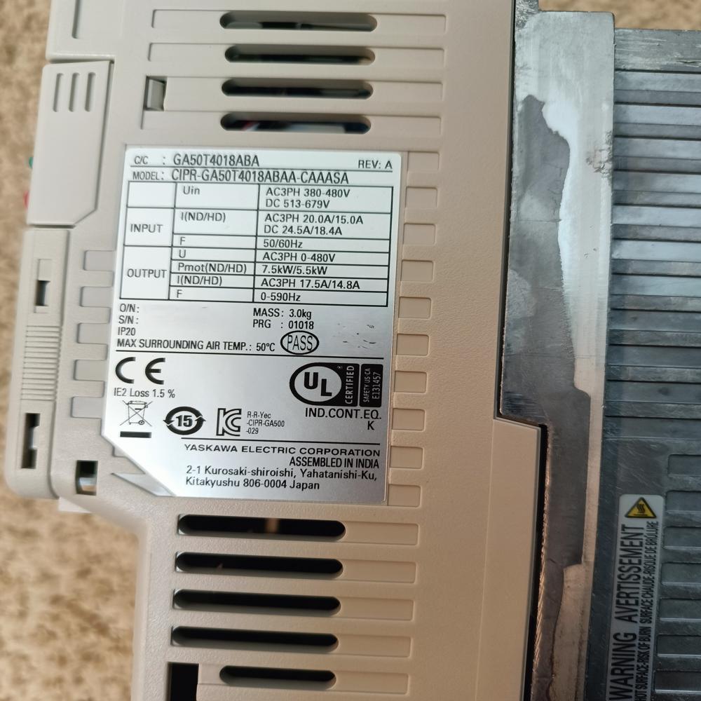 CIPR-GA50T4018ABAA-CAAASA INV STD - Yaskawa Ac Drive GA500