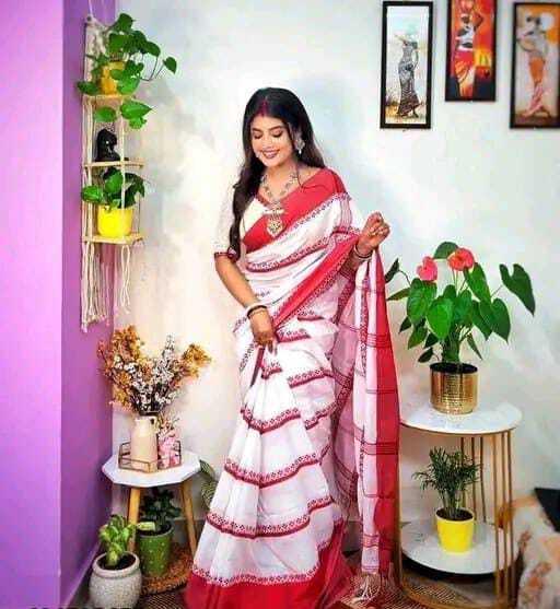 White Khadi Cotton Saree