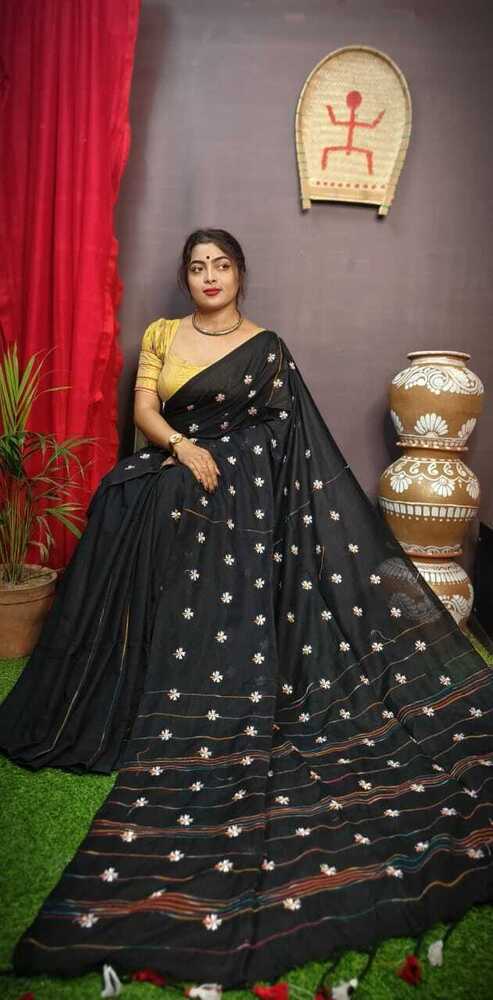Khesh Khadi Cotton Embroidery Work Saree