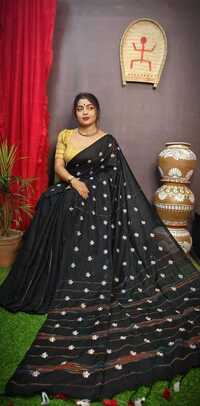 Khesh Khadi Cotton Embroidery Work Saree - 5.5m Lightweight Semi-transparent, Multicolor Tasselled Pallu