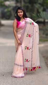 Lotus Embodaries Sequence Work Saree
