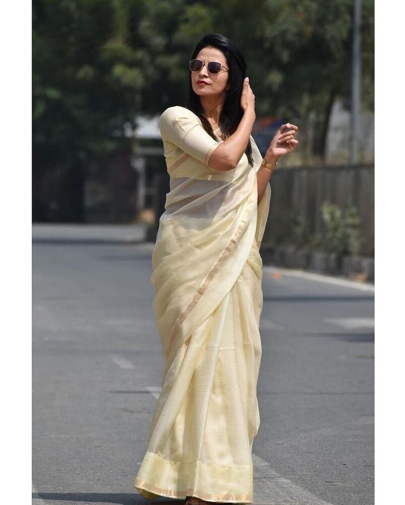 Zari Border Check Kota  Moslin Silk Saree