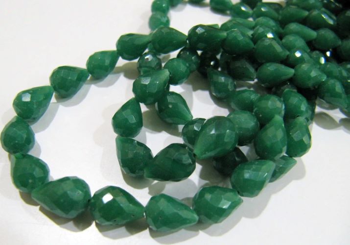 Emerald Tear Drop Beads Faceted Fancy Tear Drops Beads Strand 15 inch Long 5X7mm to 8X12mm