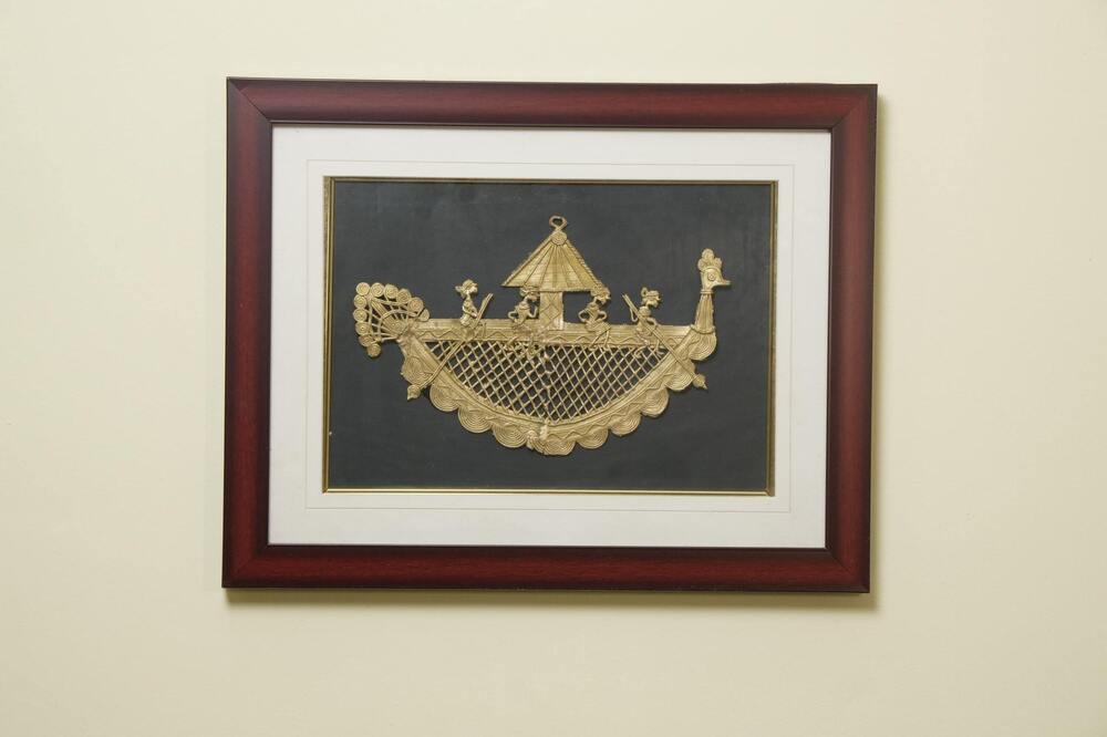 Boat to the Past Dokra Brass Framed Artwork