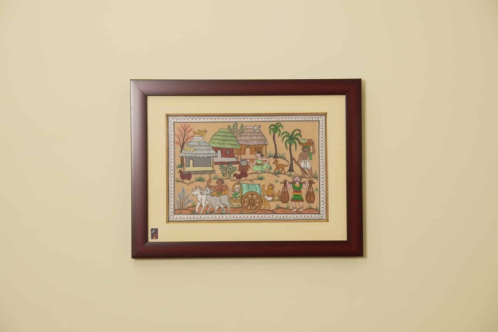 The Rural Caravan Tribal Painting on Tassar Silk