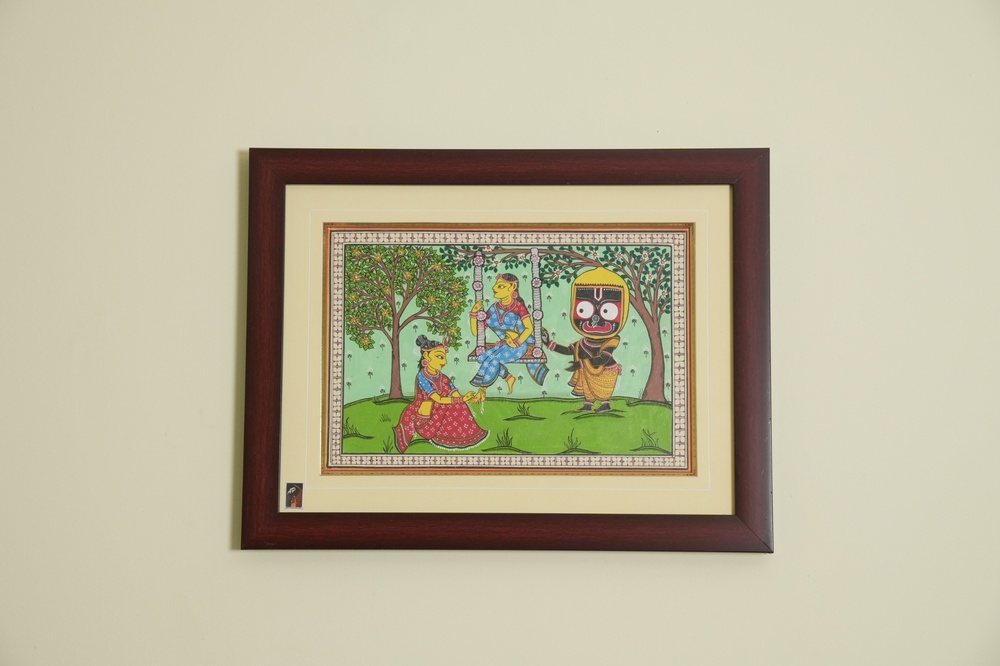 The Swing Pattachitra Painting on Tassar Silk