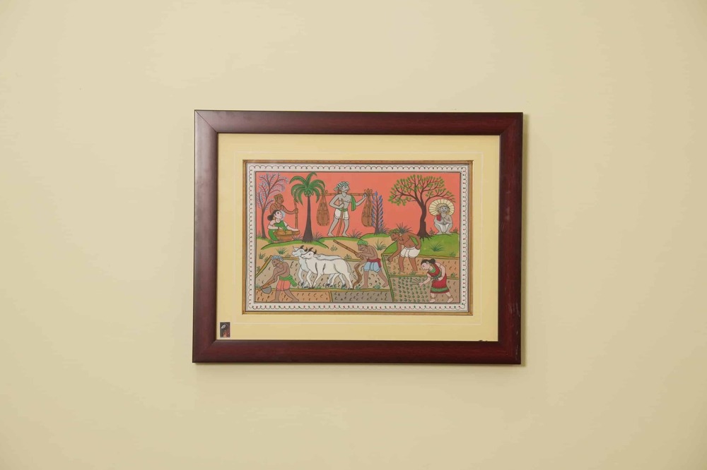 The Harvest Field Tribal Painting on Tassar Silk