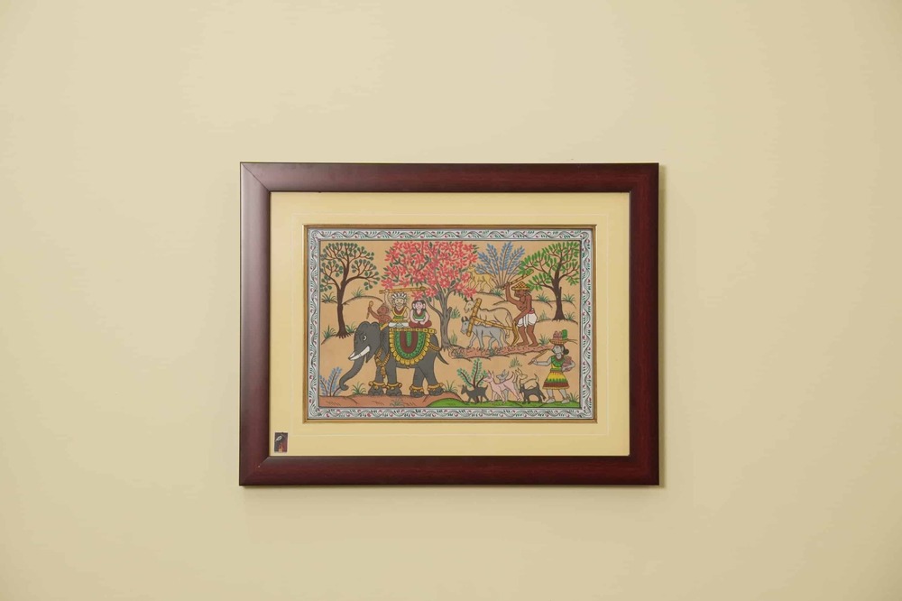 The Procession Tribal Painting on Tassar Silk