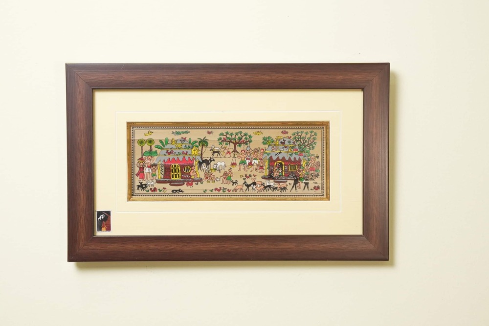 The Festival Scene Tribal Painting on Talapatra