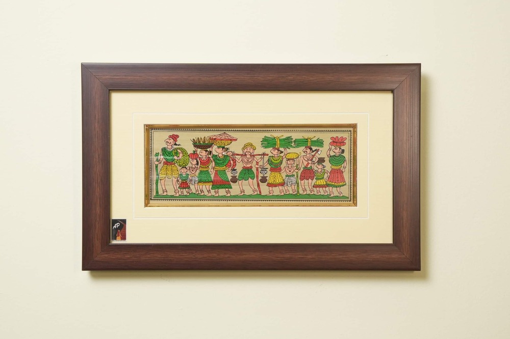 The Procession of Life Tribal Painting on Talapatra