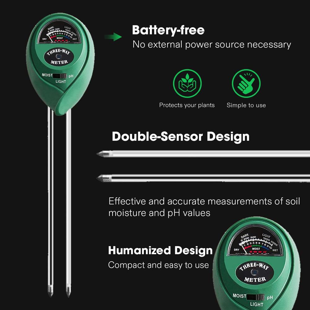 True Sense 3 In 1 Soil Tester Moisture Meter Ph Meter Ph Moisture Sunlight Intensity Ph Tester, SMM-3