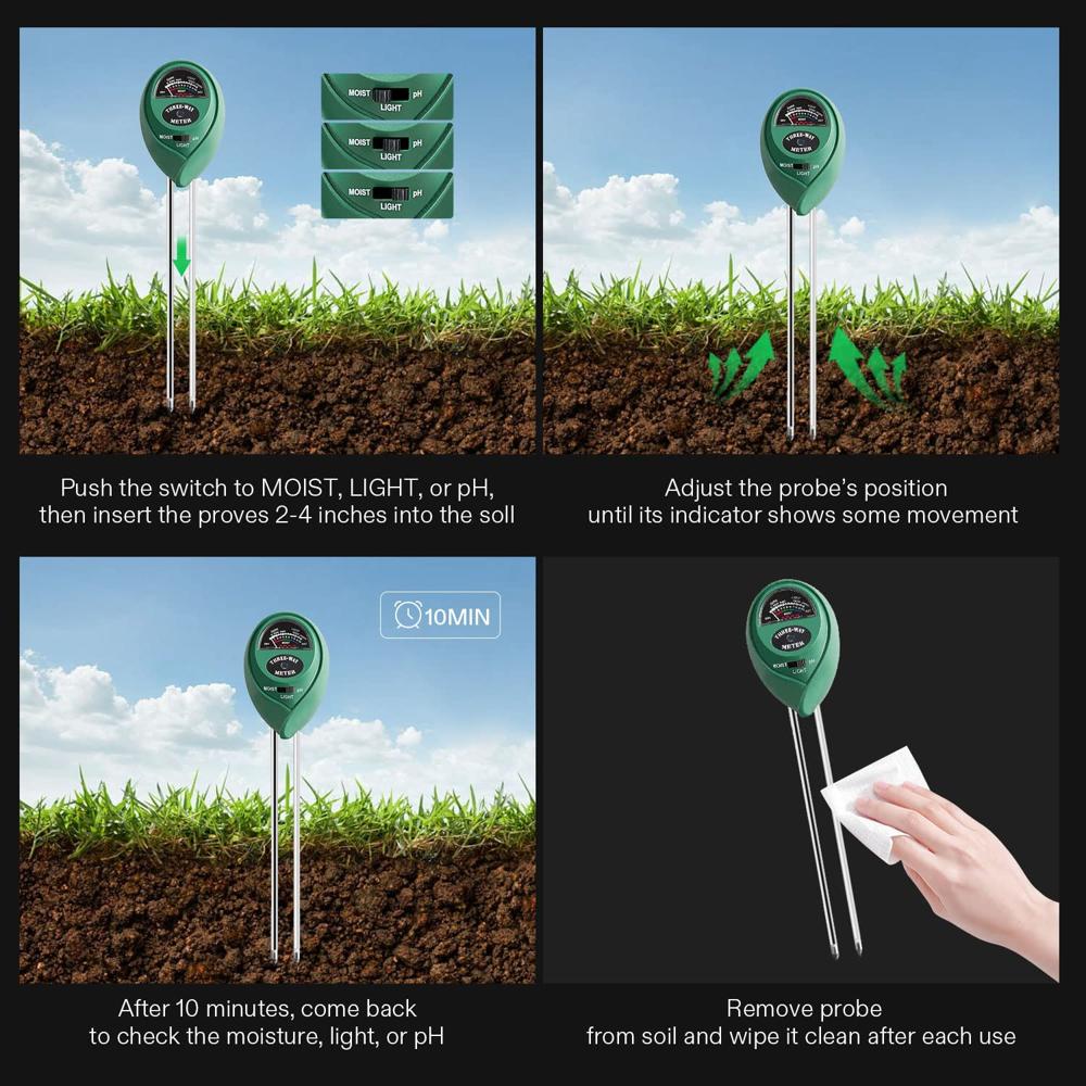 True Sense 3 In 1 Soil Tester Moisture Meter Ph Meter Ph Moisture Sunlight Intensity Ph Tester, SMM-3