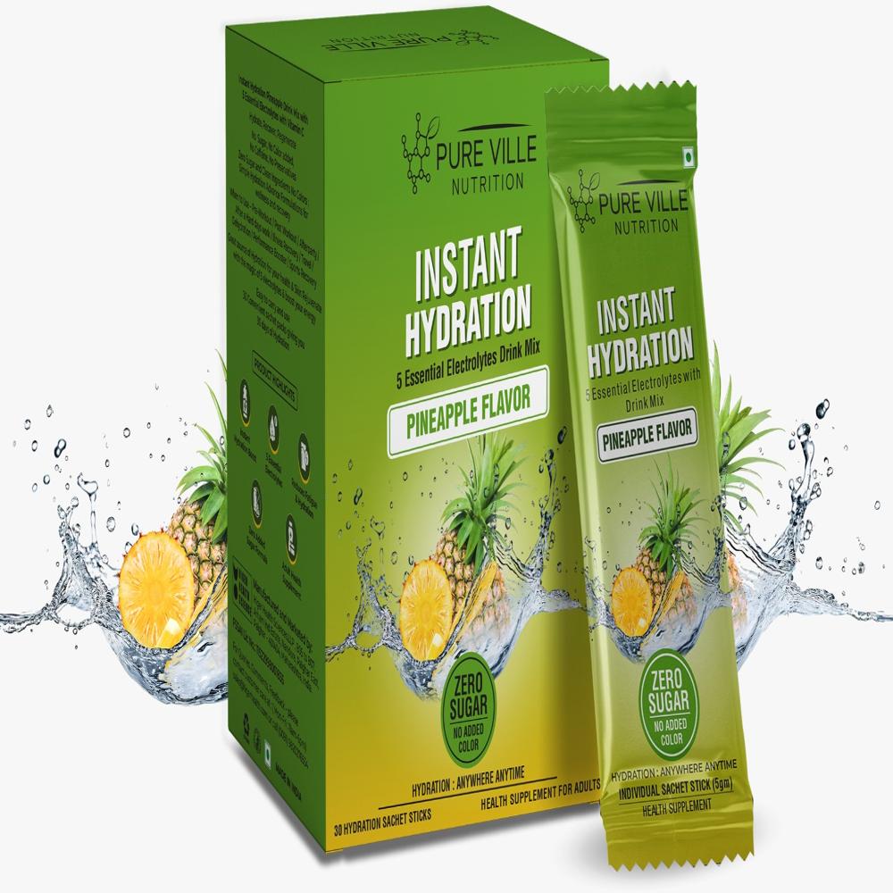 Zero Sugar Pineapple Electrolyte Hydration Drink Premix Sachets