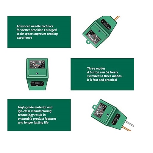 True Sense 3 In 1 Soil Tester Moisture Meter Ph Meter Ph Moisture Sunlight Intensity Ph Tester, SMM-3 (Square)