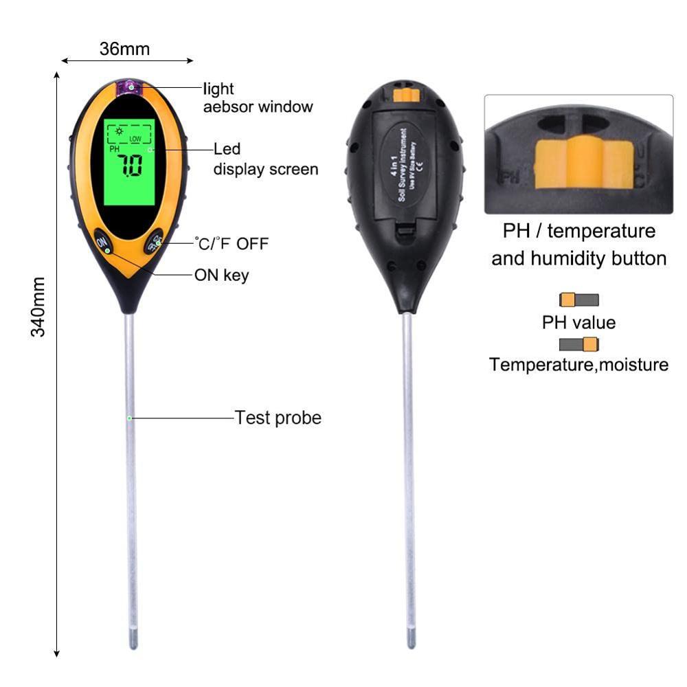 True Sense 4 In 1 Soil Tester Moisture Meter Ph Meter Ph Moisture Sunlight Intensity Ph Tester, SMM-4