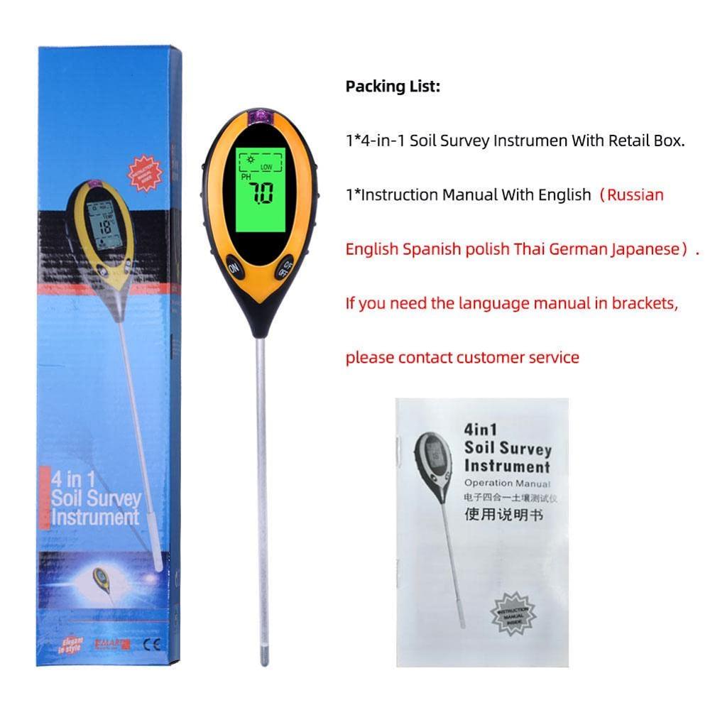 True Sense 4 In 1 Soil Tester Moisture Meter Ph Meter Ph Moisture Sunlight Intensity Ph Tester, SMM-4