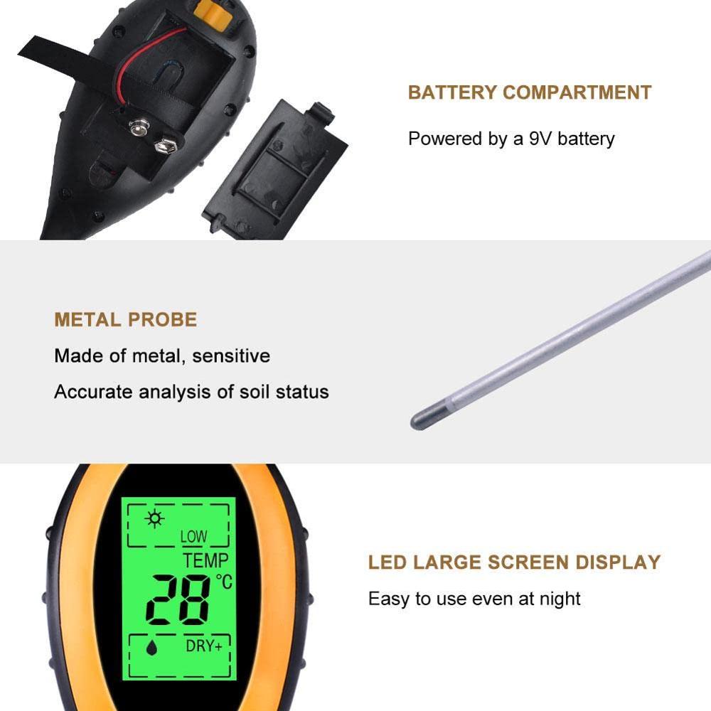 True Sense 4 In 1 Soil Tester Moisture Meter Ph Meter Ph Moisture Sunlight Intensity Ph Tester, SMM-4