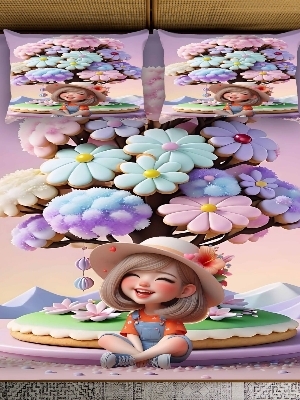 7 D digital print bedsheet set