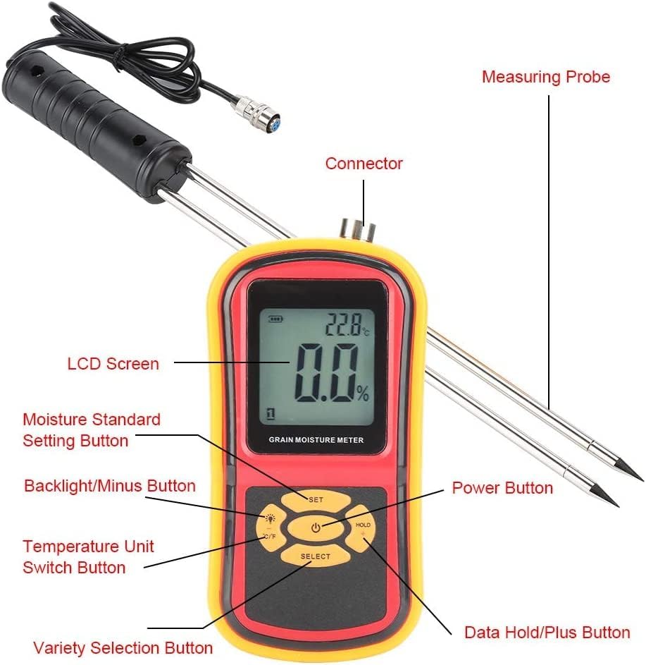 True Sense 5-40% Digital Grain Moisture Meter With Measuring Probe, GMM-640