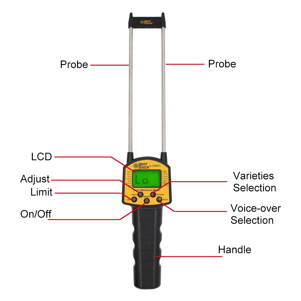 True Sense Grain Moisture Meter Use For Corn Wheat Rice Bean, Fodder Rapeseed Seed, AR-991