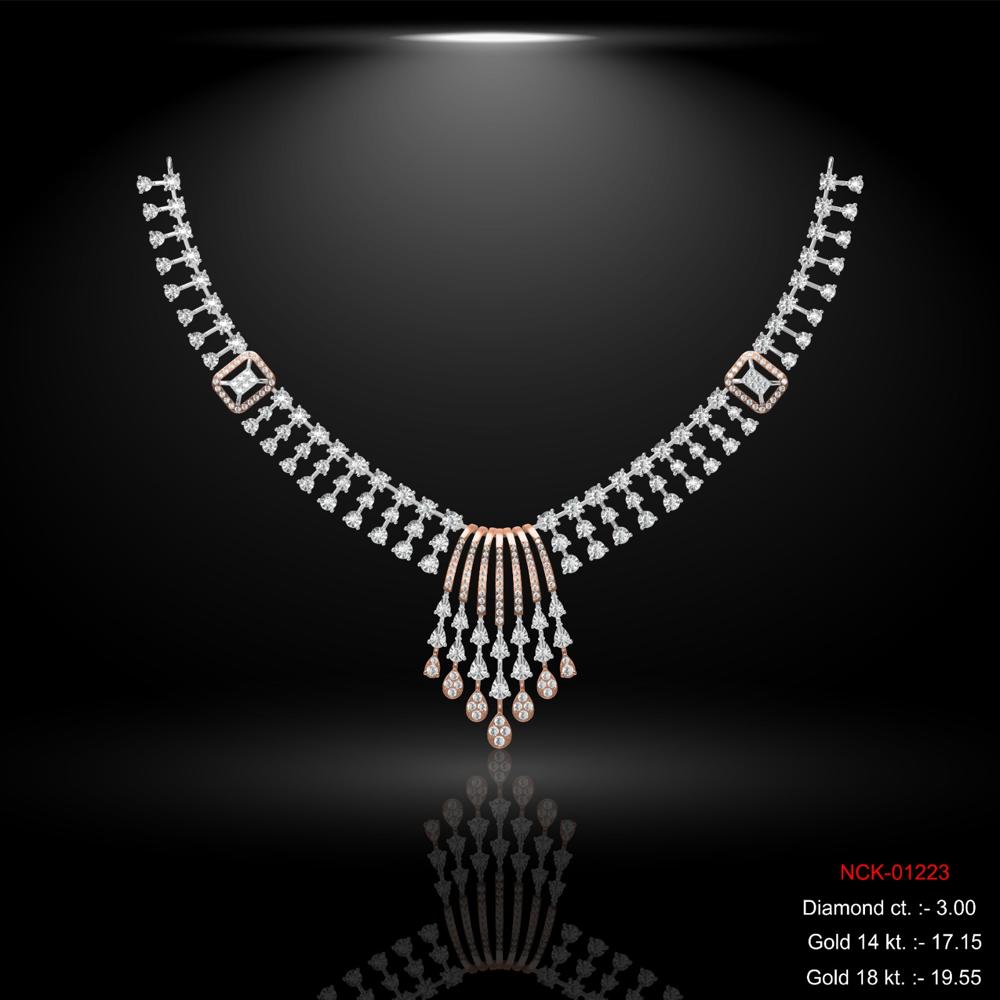 Radiant Ruby & Diamond Two-tier Statement Necklace - Diamond Carat Weight: 18 Carat