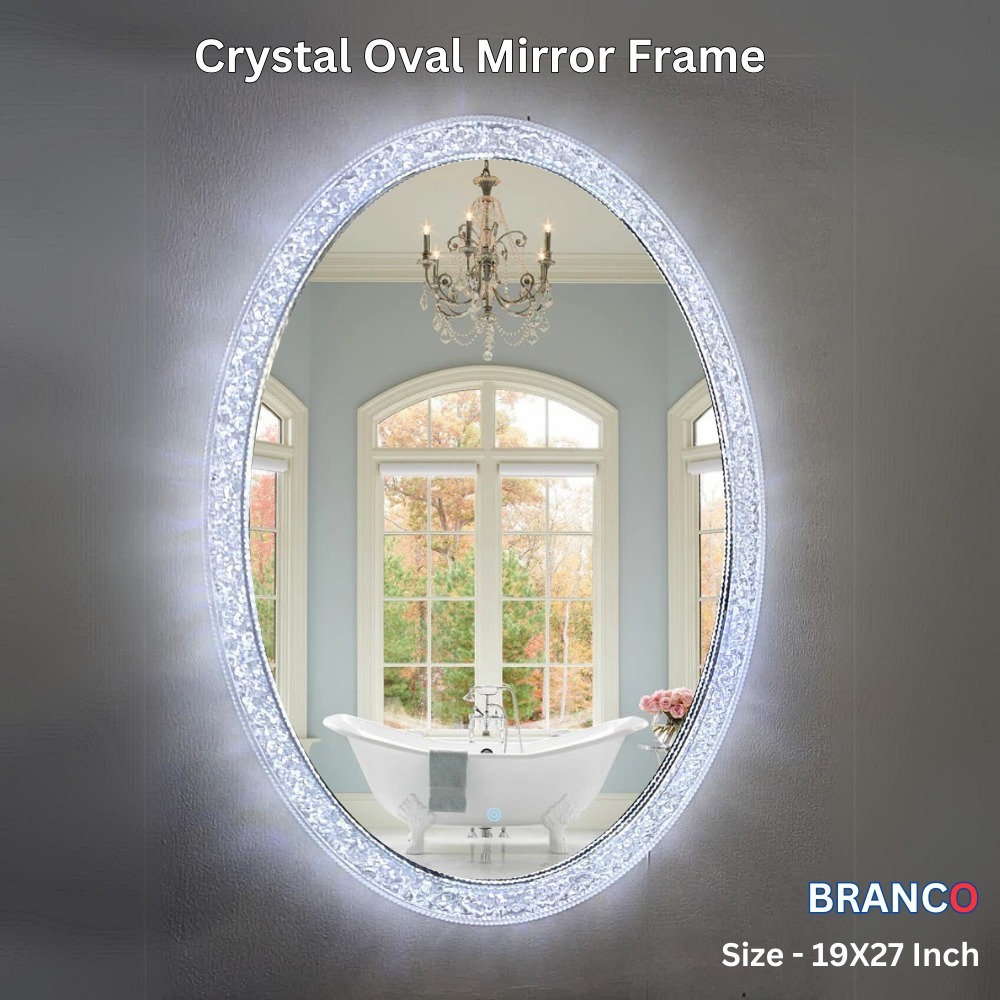 Crystal Oval Led Mirror Frame - Application: Bathroom