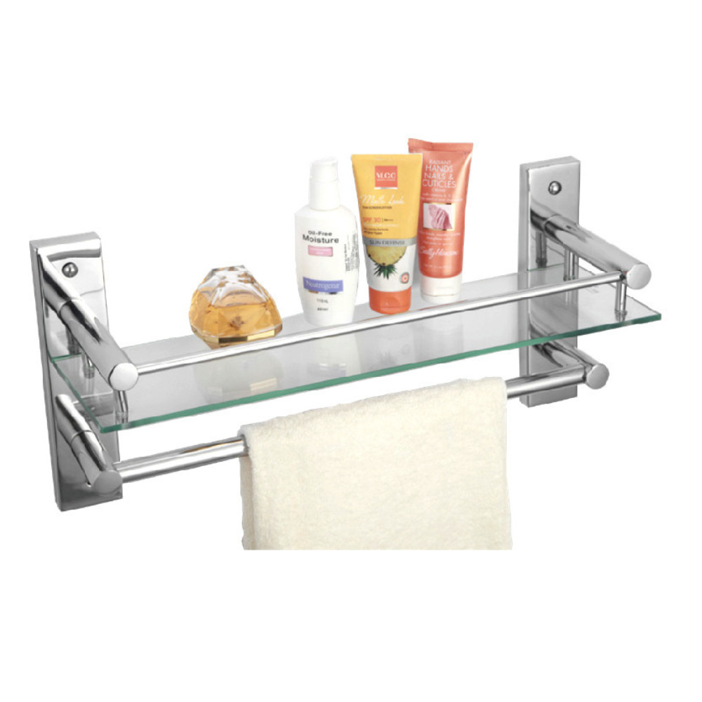 Glass Shelf With Towel Rod