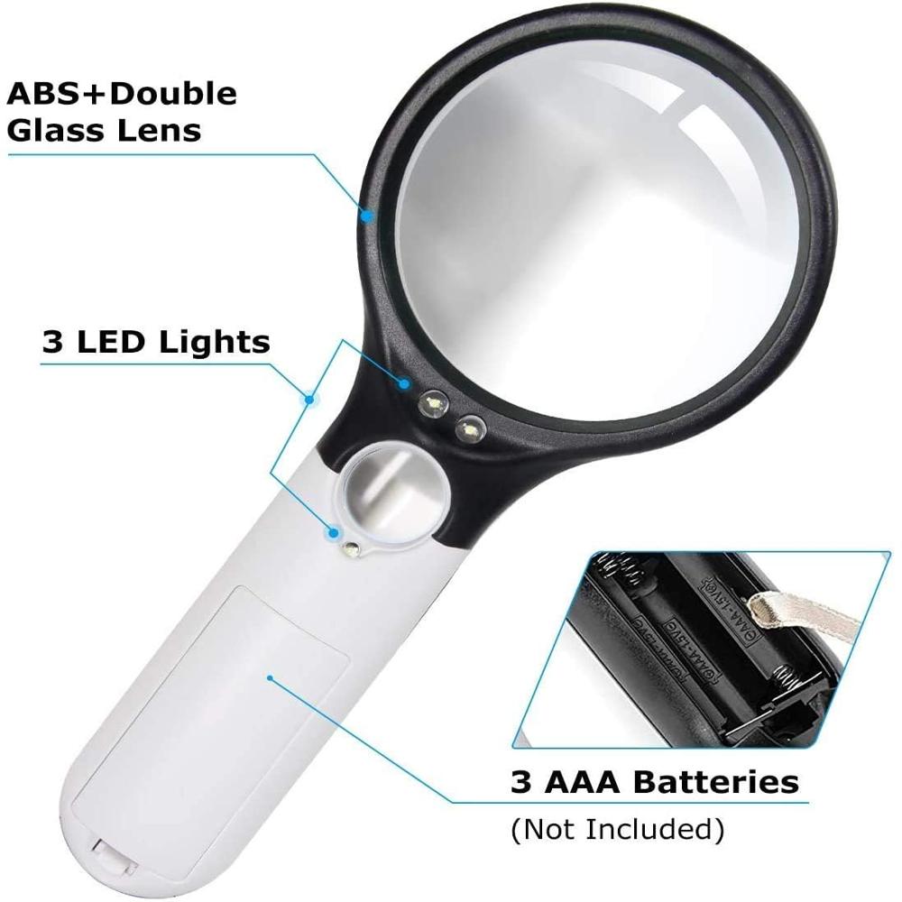 True Sense Magnifying Glass With 3 LED Light, 6902AB