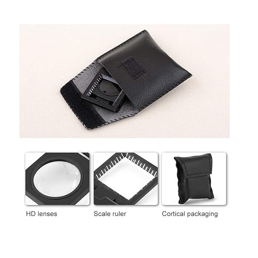 True Sense 10X Metal Folding Pocket LED with Scale Magnifier Zinc Alloy Magnifier Magnifying Glass, TH9005B