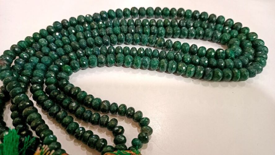 Genuine Emerald Corundum Rondelle Faceted 7 to 10mm Beads Sold Per strand 8 inches long