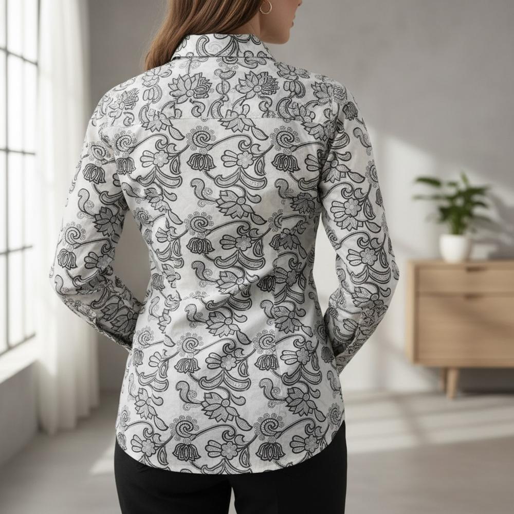 Women Casual Cotton Block Print Shirt