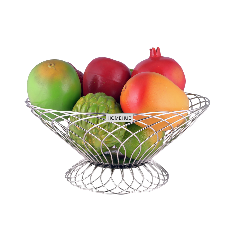 Ss Fruit Basket - Stainless Steel, Large Open Design | Modern Minimalist Wire Bowl For Fruits, Vegetables, Snacks & Household Organization