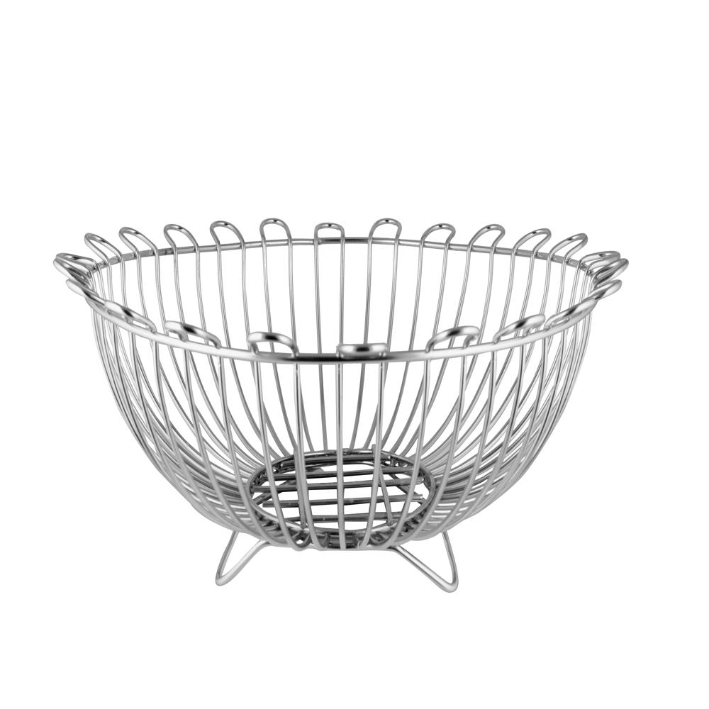 Stainless Steel Fruit Basket - 370g, Circular Design, Silver Finish | Single Shelf For Fruits And Vegetables