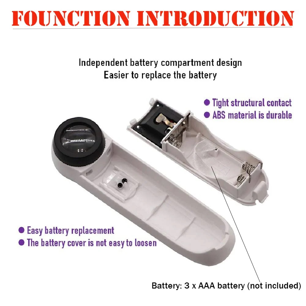 True Sense 40x Magnification Glass 2 Inbuilt LED 19 mm Hand-held Jewelry for Watch Repair, 6B-1B