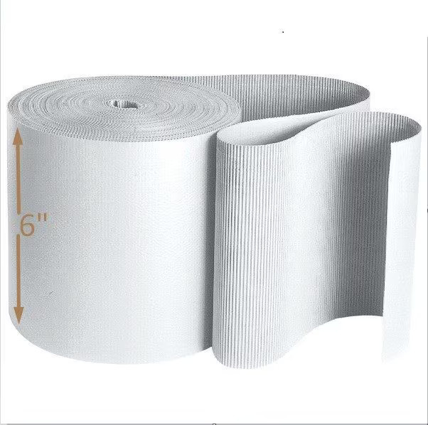 2 Ply 6 Inch X 50 Meters White Corrugated Roll Single Face