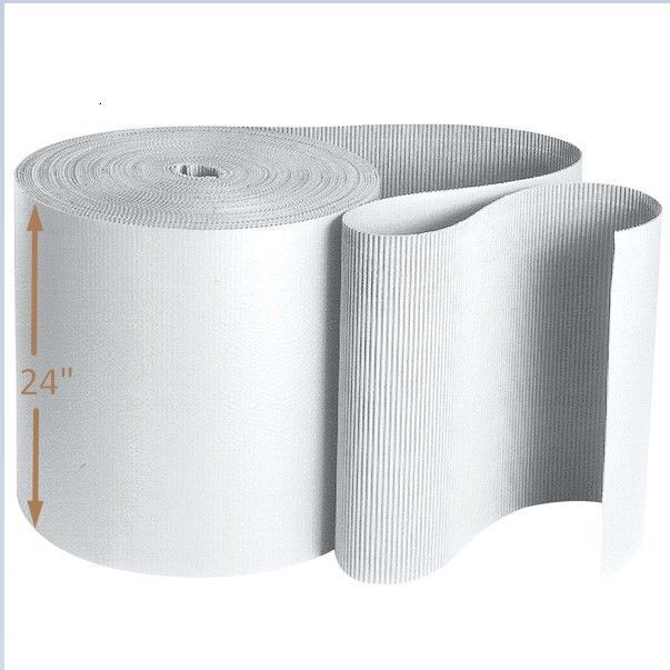 2 Ply 24 Inch X 50 Meters Single Face Corrugated White Roll