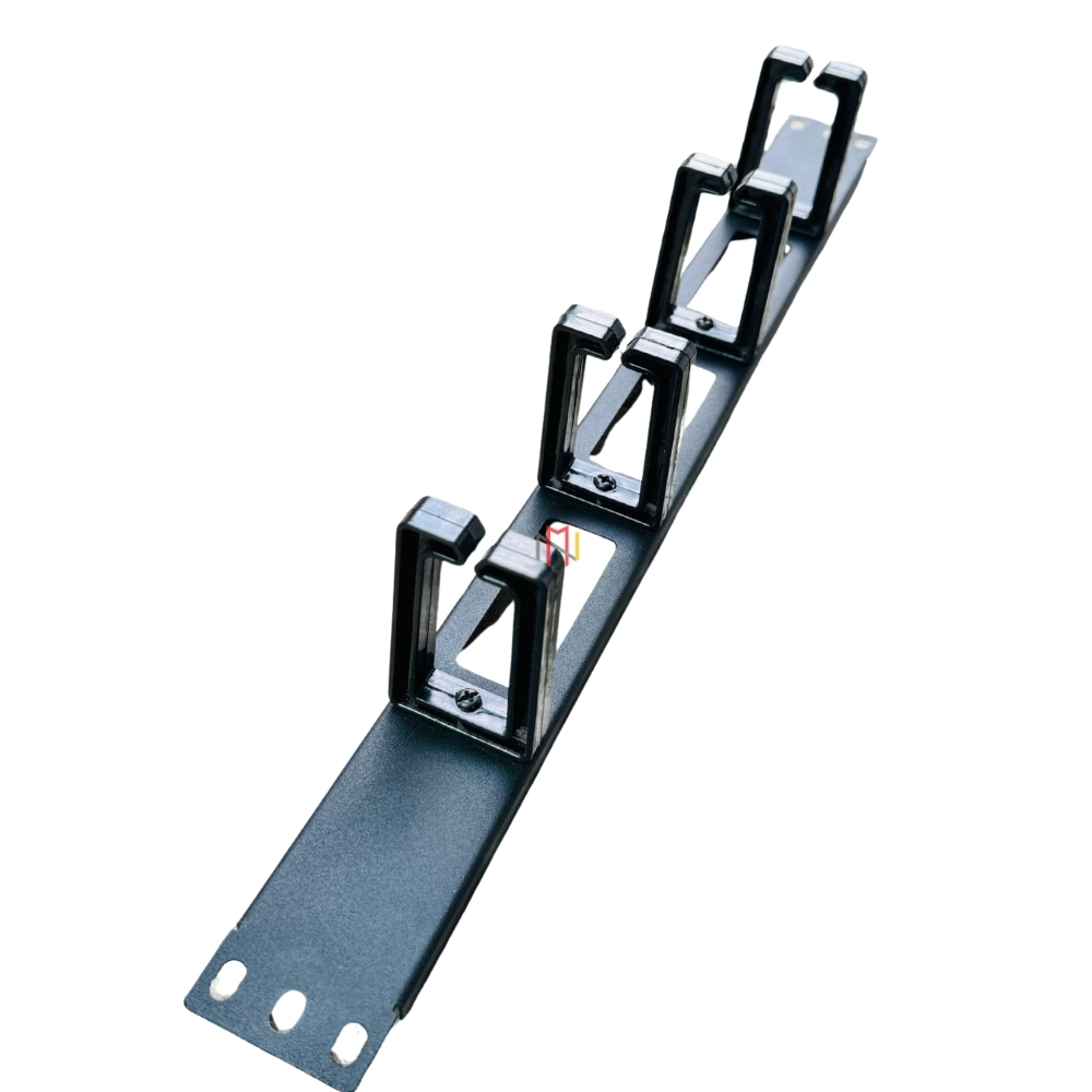 1U PVC Cable Manager - PVC, 1U (44.45mm), Black, 483mm Width | 12 Slotted Ducts, Detachable Snap-On Cover, RoHS Compliant