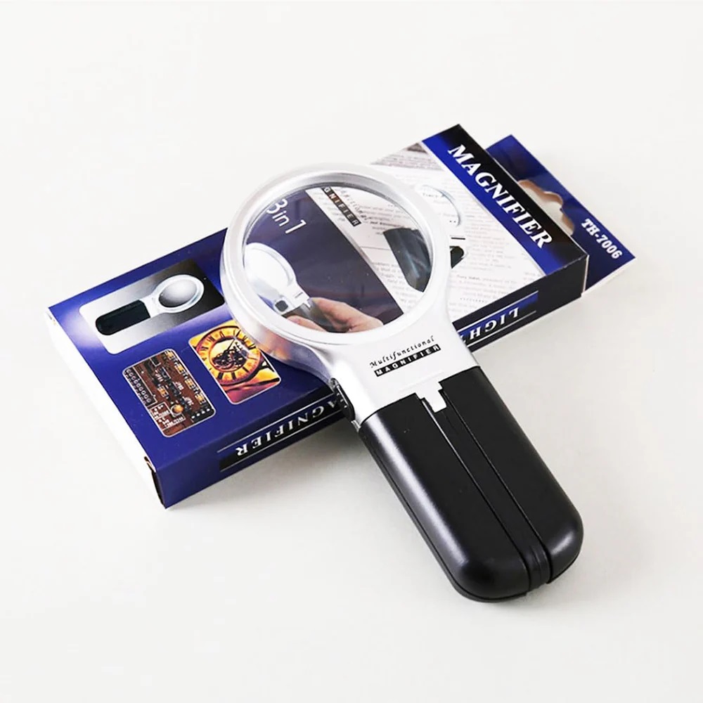 True Sense TH-7006 Handheld Magnifier Rectangle Lens LED Magnifying Glass, TH-7006
