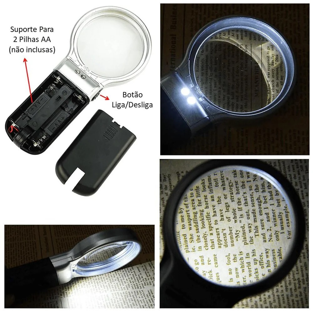 True Sense TH-7006 Handheld Magnifier Rectangle Lens LED Magnifying Glass, TH-7006