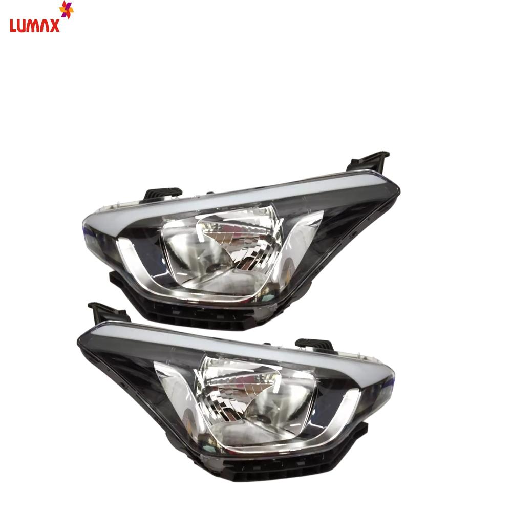 Lumax Headlight Assembly With Adjustable Motor For Hyundai I20 Elite 2015-2020 - Body Material: Plastic