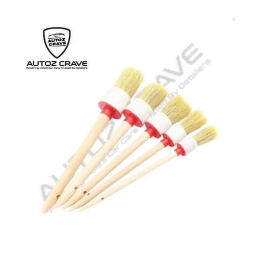 AUTOZCRAVE Premium Car Detailing Brush Kit (Set of 5) - Detailing Brush Set with Soft Synthetic Hair Brush (Brown)