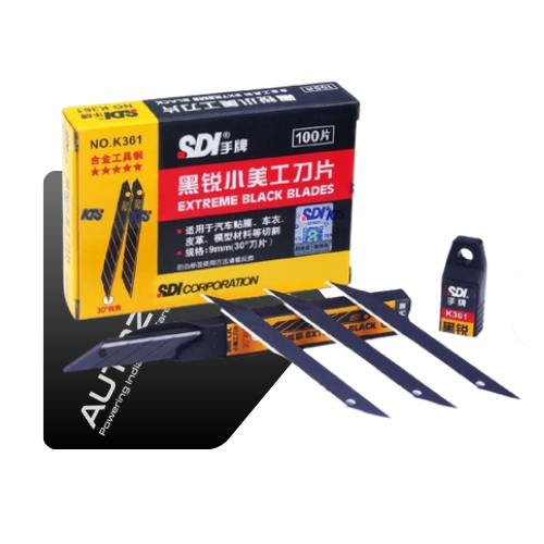 SDI K361 30 Degree Carbon Steel Cutting Blades (10 PCS Pack) - Anti-Rust Black Coated Blades for PPF & Vinyl